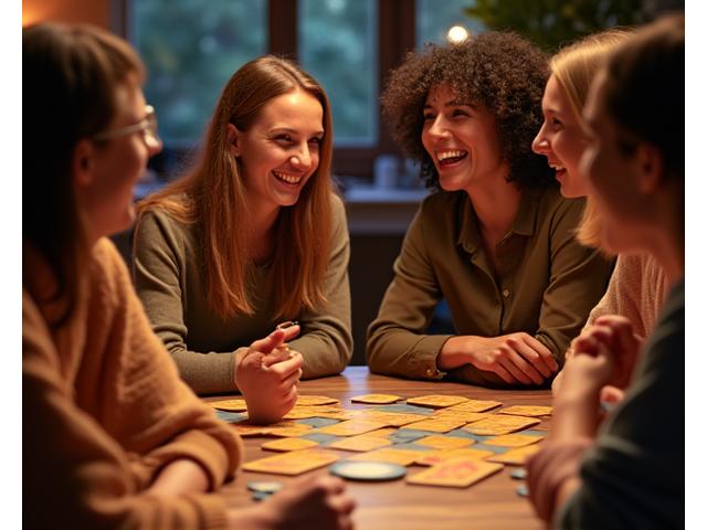 Grupo de amigos resolviendo un juego de misterio en una mesa