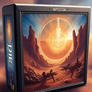 Caja del juego Dune Imperium con ilustraciones de ciencia ficción