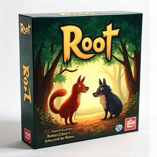 Caja del juego Root con arte de animales antropomórficos en un bosque