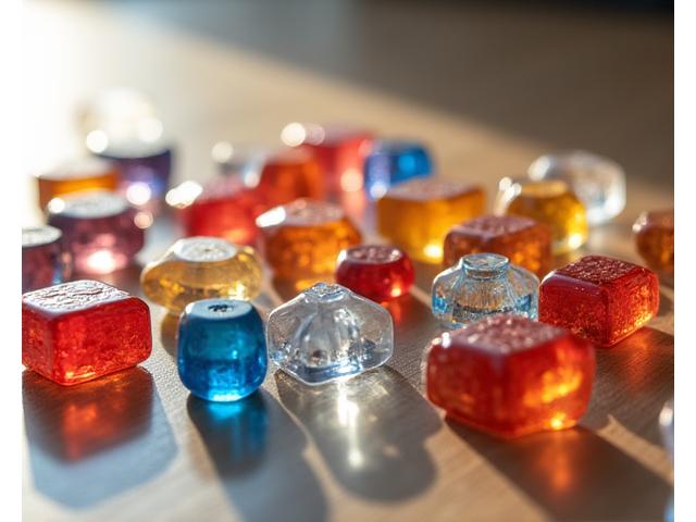 Surtido de accesorios para juegos: micas protectoras, dados de colores y una bolsa de tela