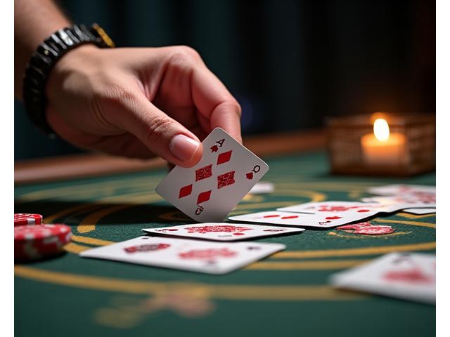 Mano sosteniendo cartas coleccionables sobre un tapete de juego con otros mazos
